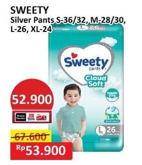 Promo Harga Sweety Silver Pants S36, S32, M28, M30, L26, XL24 24 pcs - Alfamart