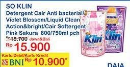 Promo Harga SO KLIN Liquid Detergent 800ml/750ml  - Indomaret
