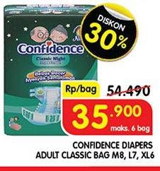 Promo Harga Confidence Adult Diapers Classic Night M8, L7, XL6 6 pcs - Superindo