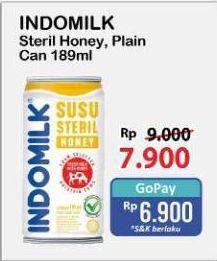 Promo Harga Indomilk Susu Steril Honey, Plain 189 ml - Alfamart