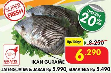 Promo Harga Ikan Gurame per 100 gr - Superindo