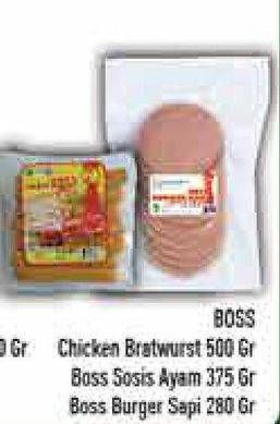 Promo Harga BOSS Chicken Bratwurst / Sosis Ayam/ Burger Sapi  - Hypermart