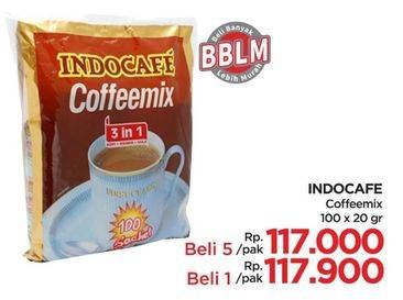 Promo Harga Indocafe Coffeemix 3in1 per 100 sachet 20 gr - Lotte Grosir
