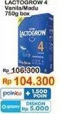 Promo Harga Lactogrow 4 Susu Pertumbuhan Vanila, Madu 750 gr - Indomaret