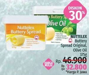 Promo Harga NUTTELEX Buttery Spread Olive Oil, Original 375 gr - LotteMart