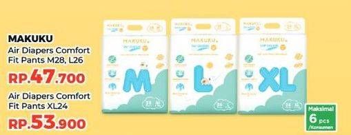 Promo Harga Makuku Comfort Fit Diapers Pants XL24 24 pcs - Yogya