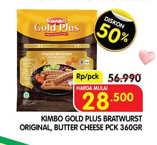 Promo Harga Kimbo Gold Plus Bratwurst Original, Butter Cheese 360 gr - Superindo