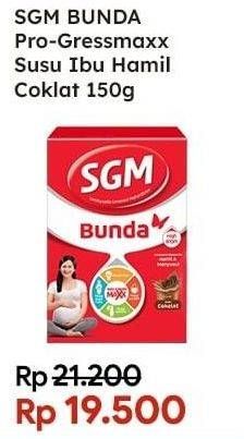 Promo Harga SGM Bunda Pro-GressMax Susu Bubuk Ibu Hamil Cokelat 150 gr - Indomaret