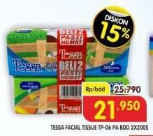 Promo Harga Tessa Facial Tissue TP 06 per 2 pouch 200 pcs - Superindo