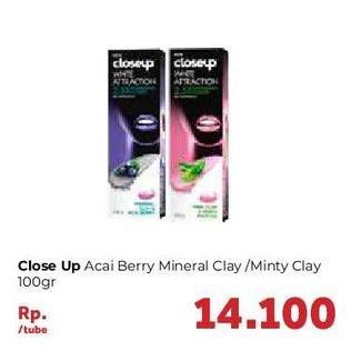 Promo Harga CLOSE UP Pasta Gigi White Attraction Mineral Clay Acai Berry, Pink Clay Minty Matcha 100 gr - Carrefour