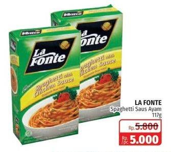 Promo Harga LA FONTE Spaghetti Instant Chicken Sauce 117 gr - Lotte Grosir