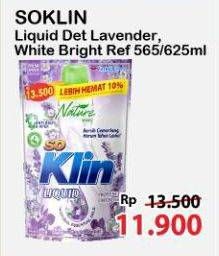 Promo Harga So Klin Liquid Detergent Provence Lavender, Power Clean Action White Bright 565 ml - Alfamart
