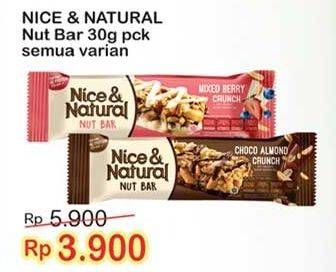 Promo Harga NICE & NATURAL Nut Bar All Variants 30 gr - Indomaret