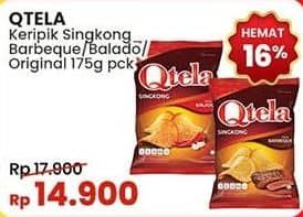 Promo Harga Qtela Keripik Singkong Barbeque, Original, Balado 185 gr - Indomaret