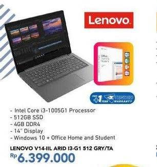 Promo Harga LENOVO V14-IIL | Notebook 14 inch 4GB DDR4/ 512GB SSD  - Carrefour