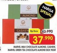 Promo Harga Marvel Chocolate Milk Chocolate Almond, Green Tea Chocolate Almond, Milk Chocolate Cashew 90 gr - Superindo