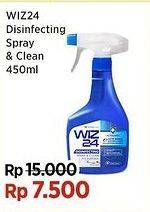 Promo Harga Wiz 24 Disinfecting Spray and Clean All Surface 450 ml - Indomaret