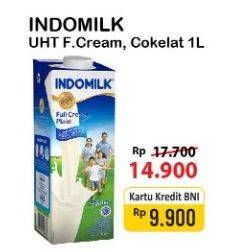 Promo Harga Indomilk Susu UHT Full Cream Plain, Cokelat 1000 ml - Alfamart