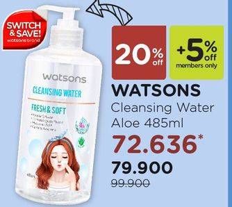 Promo Harga WATSONS Cleansing Water All Variants 485 ml - Watsons