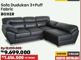 Promo Harga Boxer Sofa Dudukan 3 + Puff  - COURTS