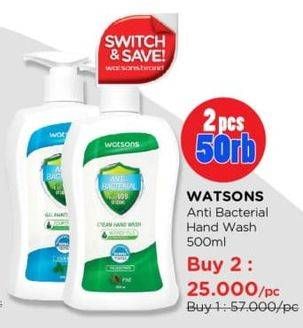 Promo Harga WATSONS Anti Bacterial Cream Hand Wash 500 ml - Watsons