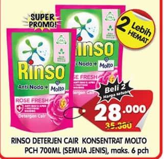 Promo Harga Rinso Liquid Detergent All Variants 700 ml - Superindo
