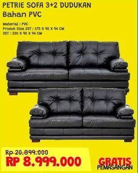 Promo Harga PETRIE Sofa 2 + 3 Dudukan Berbahan PVC  - Courts