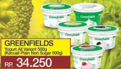 Promo Harga GREENFIELDS Yogurt Kecuali Plain 500 gr - Yogya