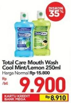 Promo Harga TOTAL CARE Mouthwash Cool Mint, Lemon 250 ml - Carrefour