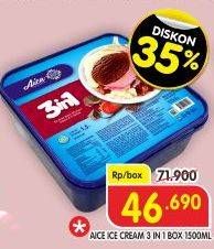 Promo Harga Aice Ice Cream Box 3in1 1500 ml - Superindo