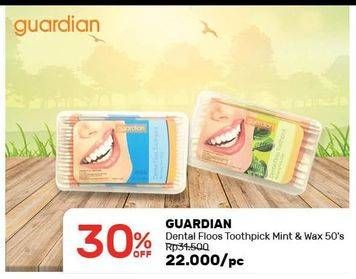 Promo Harga GUARDIAN Dental Floss Toothpick Mint, Wax 50 pcs - Guardian