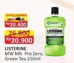 Promo Harga LISTERINE Mouthwash Antiseptic Multi Protect Zero, Natural Green Tea 250 ml - Alfamart