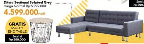 Promo Harga Sofabed Difera Sectional Grey  - Carrefour