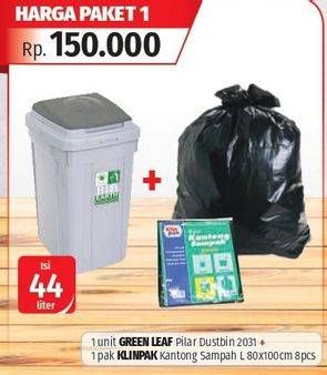 Promo Harga Green Leaf Dustbin Pilar/Klinpak Kantong Sampah  - Lotte Grosir