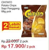 Promo Harga CHITATO Snack Potato Chips Sapi Panggang per 2 pouch 68 gr - Indomaret