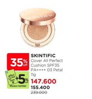 Promo Harga Skintific Cover All Perfect Cushion SPF35 Pa++++ 03 Petal 11 gr - Watsons