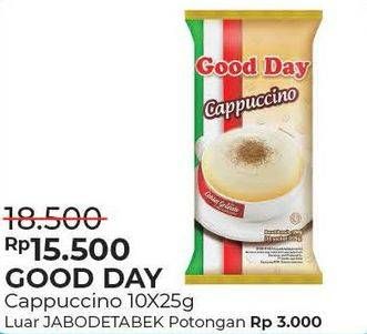 Promo Harga Good Day Cappuccino per 10 sachet 25 gr - Alfamart