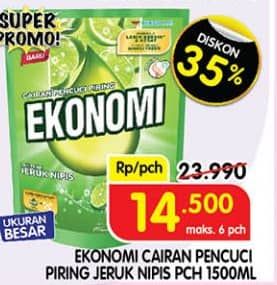 Promo Harga Ekonomi Pencuci Piring Power Liquid Jeruk Nipis 1500 ml - Superindo