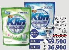 Promo Harga SO KLIN Biomatic Liquid Detergent Top Load, Front Load 1600 ml - LotteMart