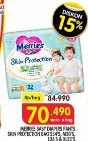 Promo Harga Merries Pants Skin Protection L26, M30, S34, XL22 22 pcs - Superindo