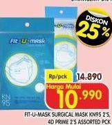 Promo Harga Fit-u-mask Masker KN95, Prime 4D 2 pcs - Superindo