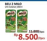 Promo Harga MILO Susu UHT Cokelat per 2 pcs 190 ml - Alfamidi