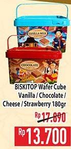 Promo Harga BISKITOP Wafer Cube Cheese, Chocolate, Strawberry, Vanilla Milk 180 gr - Hypermart