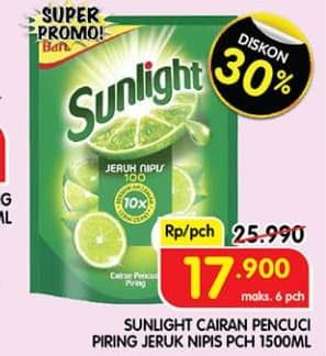Promo Harga Sunlight Pencuci Piring Jeruk Nipis 100 1500 ml - Superindo