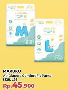 Promo Harga Makuku Comfort Fit Diapers Pants M28, L26 26 pcs - Yogya