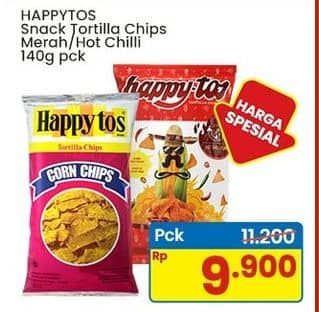 Promo Harga Happy Tos Tortilla Chips Merah, Hot Chili 140 gr - Indomaret