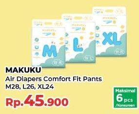 Promo Harga Makuku Comfort Fit Diapers Pants L26, M28, XL24 24 pcs - Yogya