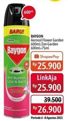 Promo Harga BAYGON Insektisida Spray Flower Garden, Zen Garden 600 ml - Alfamidi
