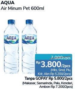 Promo Harga AQUA Air Mineral per 2 botol 600 ml - Alfamidi