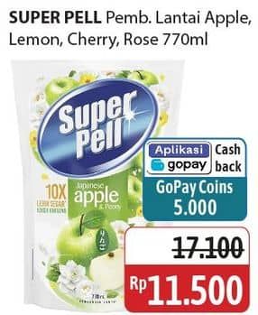 Promo Harga Super Pell Pembersih Lantai Fresh Apple, Lemon Ginger, Cherry Rose 770 ml - Alfamidi